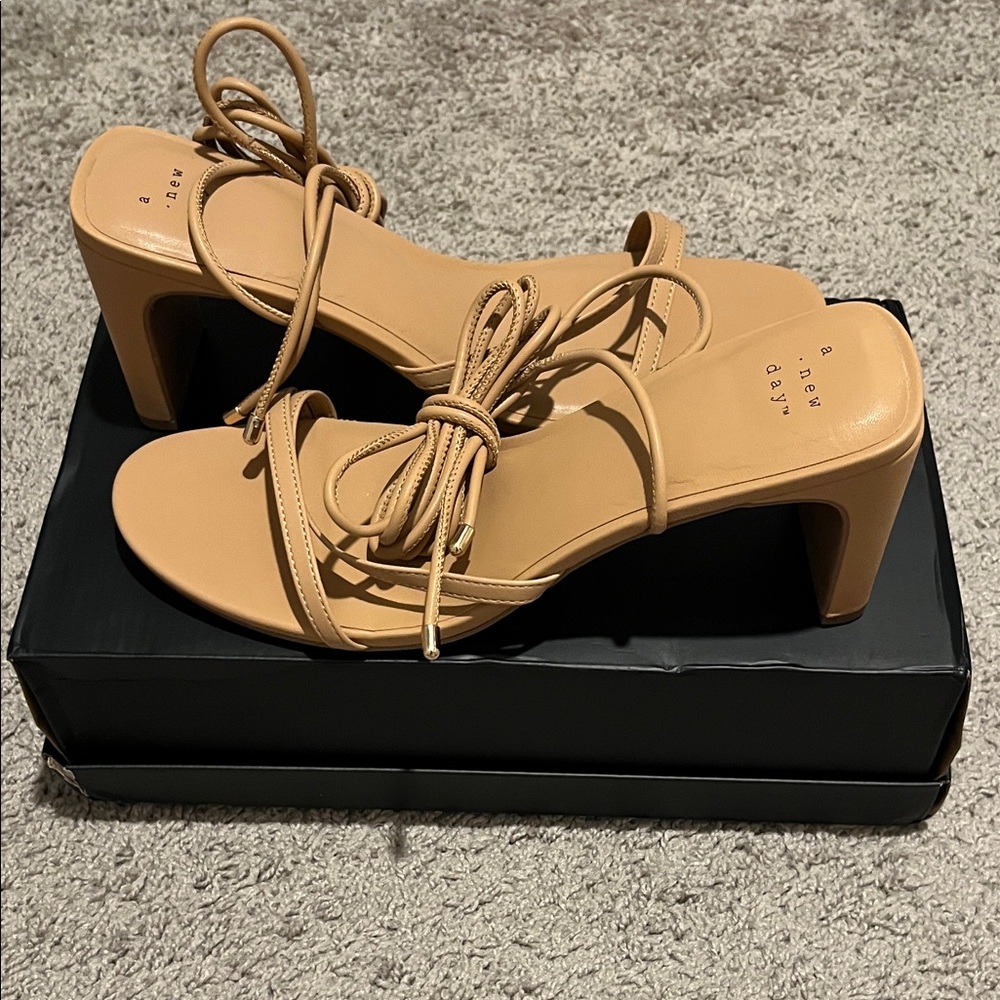 A New Day Women's Beige Strappy Heels